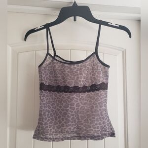 Express Vintage Sheer Brown Leopard Print Camisole Size Small